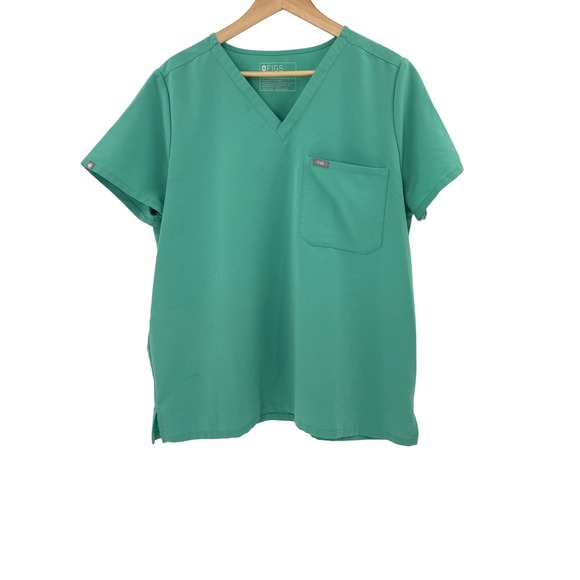 FIGS Plus Size Technical Collection Green Catarina Scrub Top XXL Workwear - Picture 1 of 8
